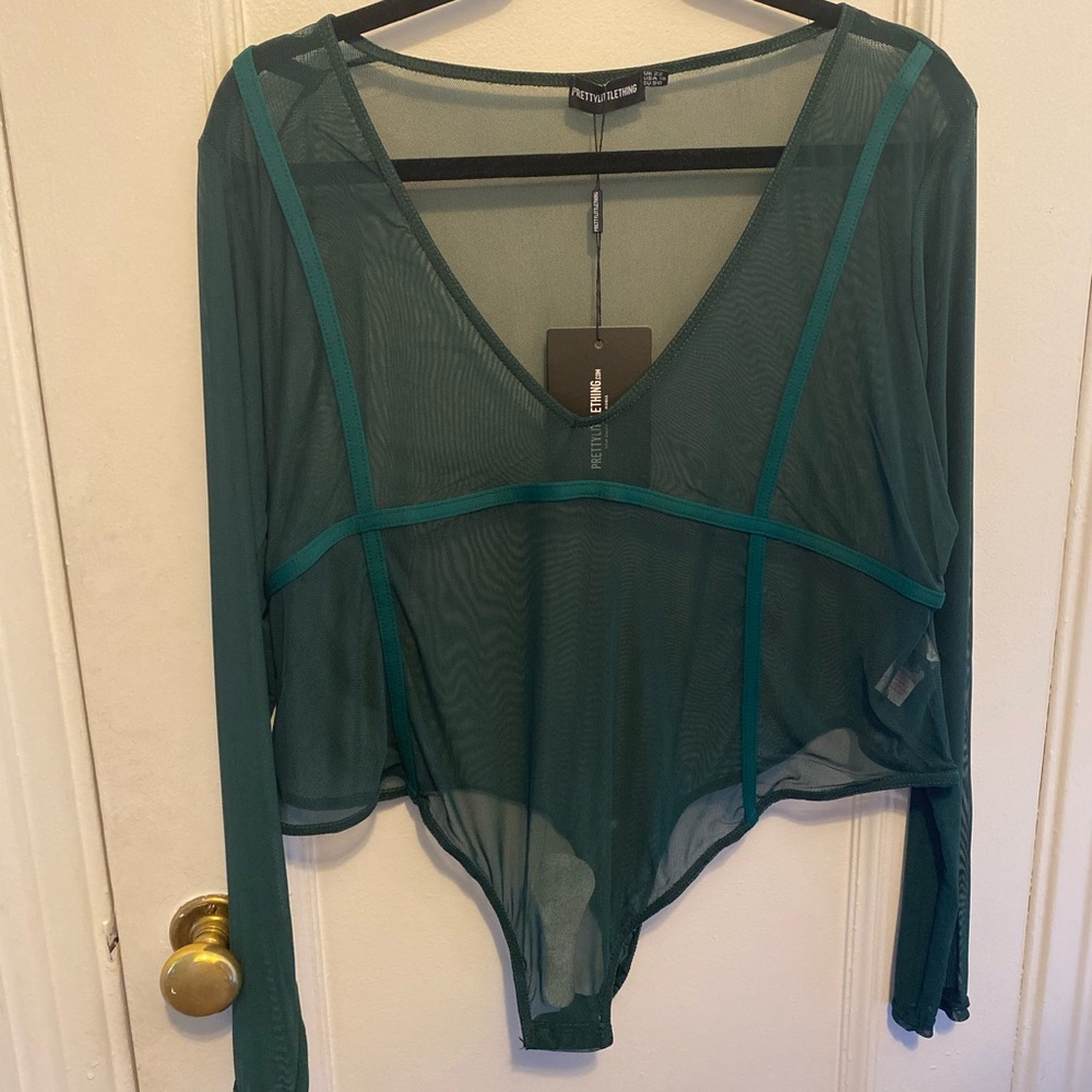 Pretty Little Thing Green Mesh Body Suit